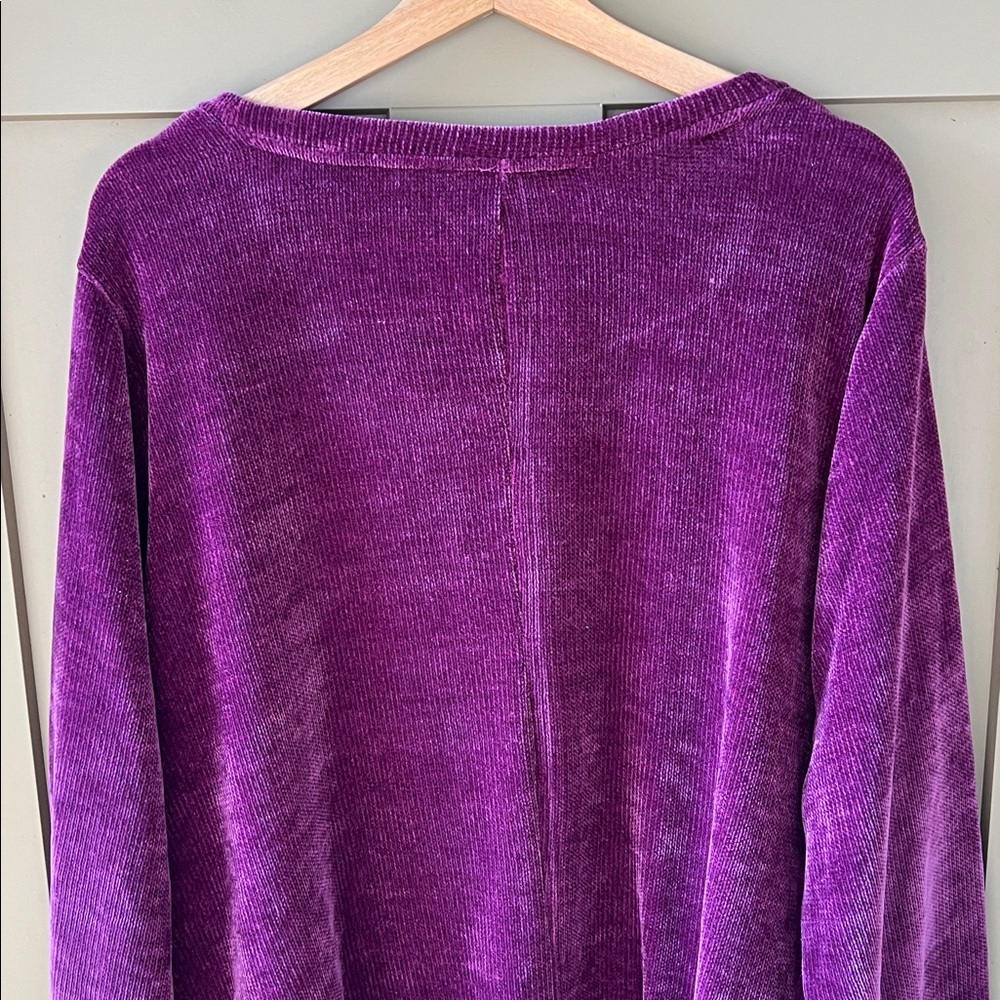 LOGO by Lori Goldstein Magenta 3X Chenille Tunic Top Shark Bite Hem - Picture 9 of 9